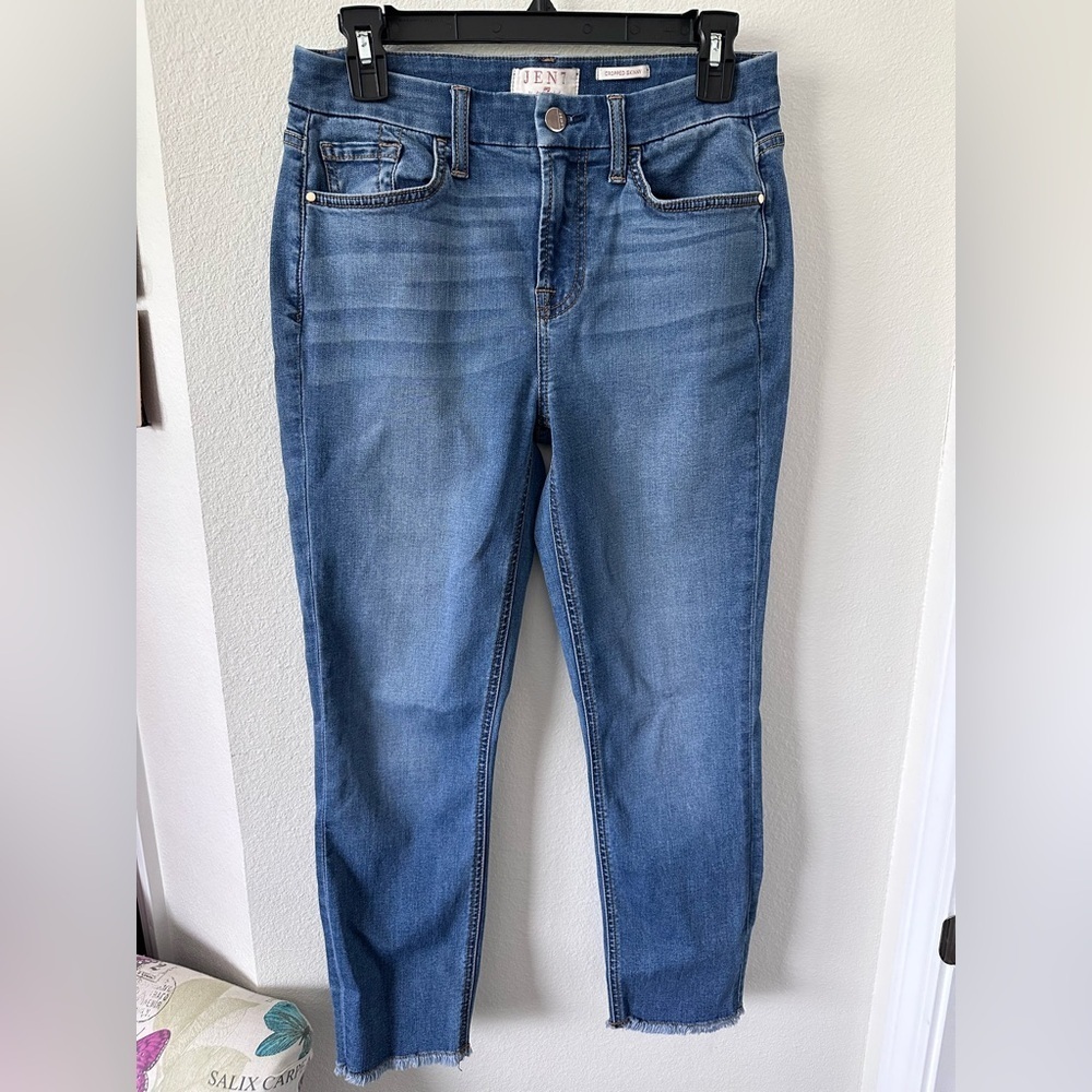7 For All Mankind Blue Cropped Skinny Jeans